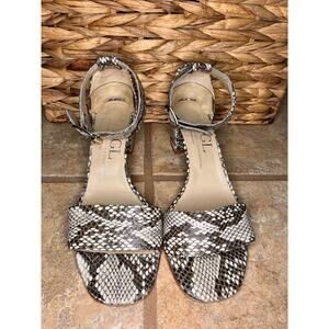AGL Snakeskin Print Platform Sandals, Strappy, Sz 38, Made in Italy, Leather‎